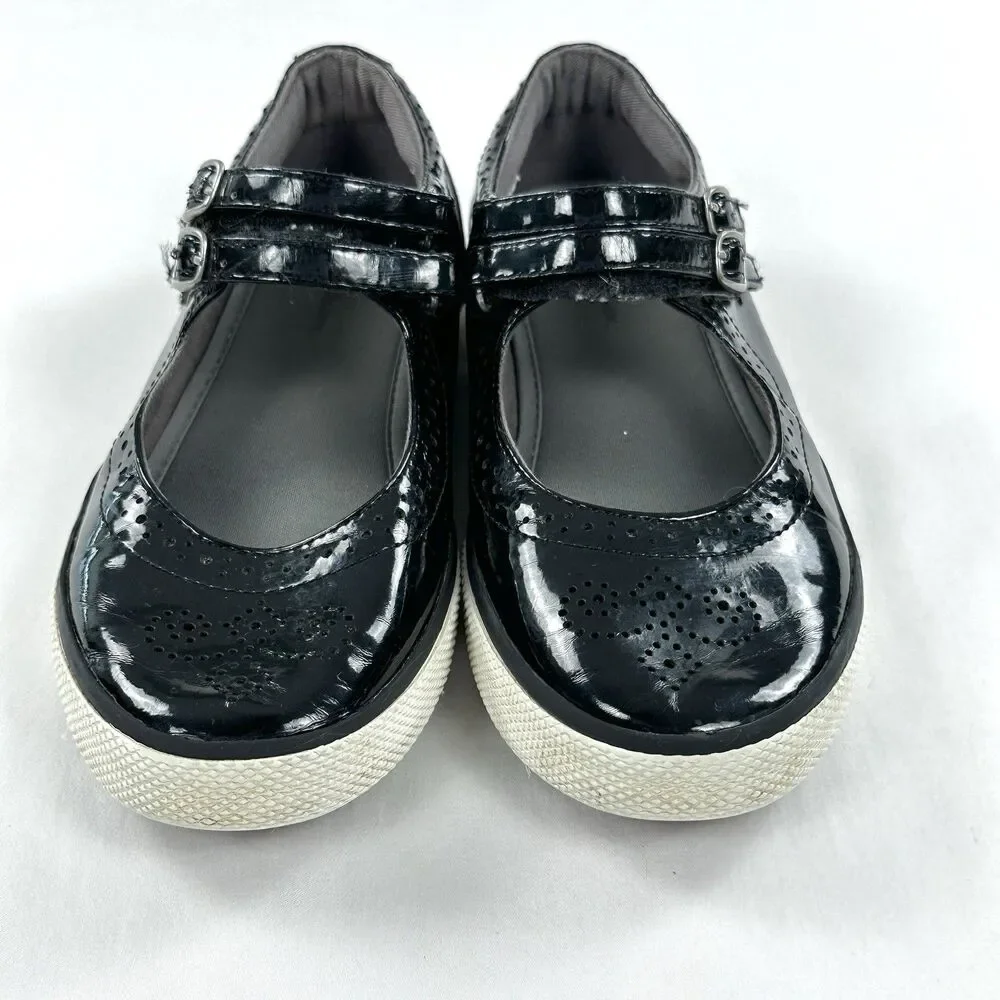 Hanna Andersson Adele Mary Jane Shoes Girls 2.5 Black Faux Patent Leather